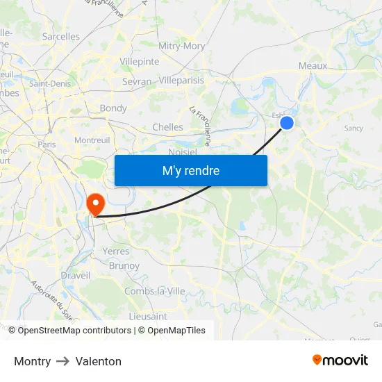 Montry to Valenton map