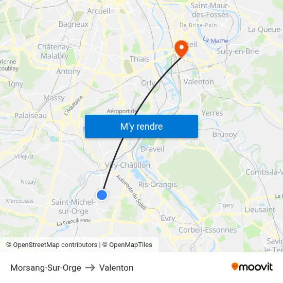 Morsang-Sur-Orge to Valenton map