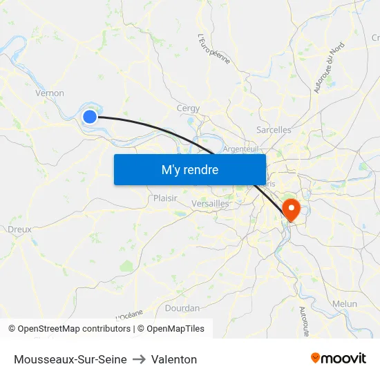 Mousseaux-Sur-Seine to Valenton map