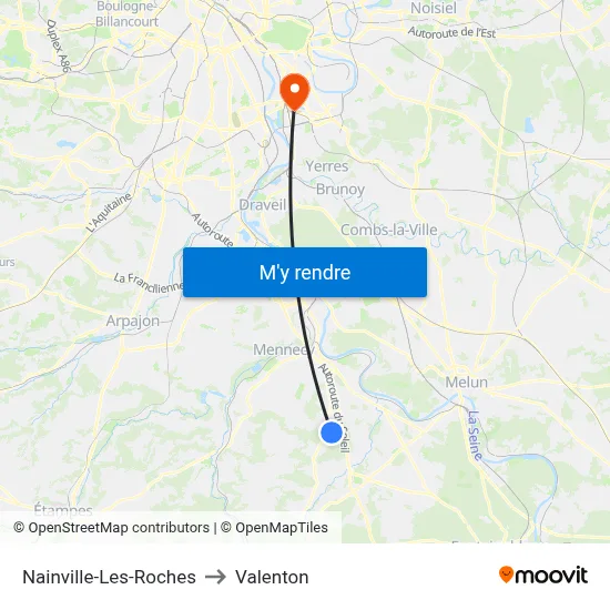 Nainville-Les-Roches to Valenton map