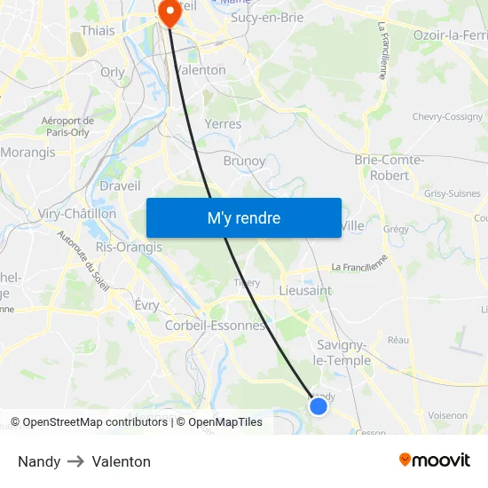 Nandy to Valenton map