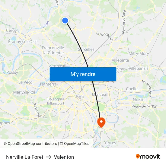 Nerville-La-Foret to Valenton map