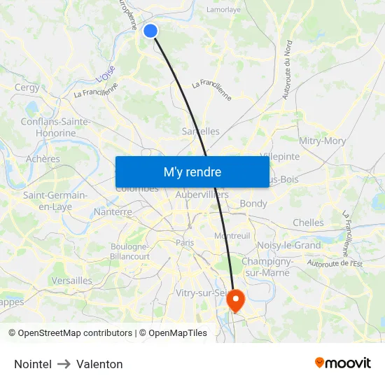 Nointel to Valenton map