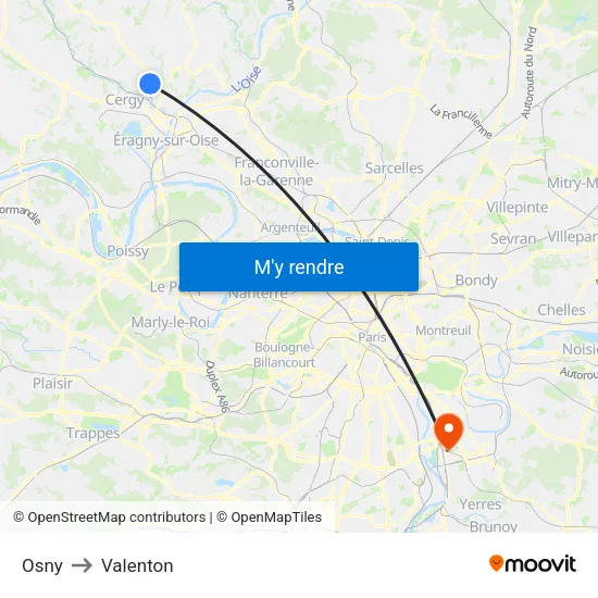 Osny to Valenton map