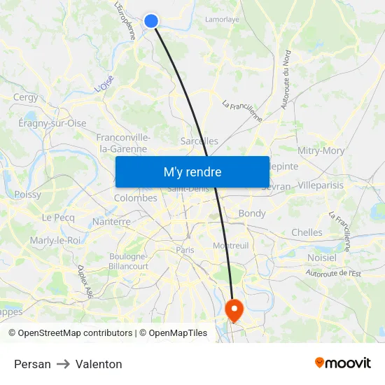Persan to Valenton map