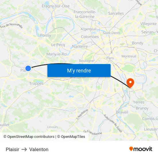 Plaisir to Valenton map