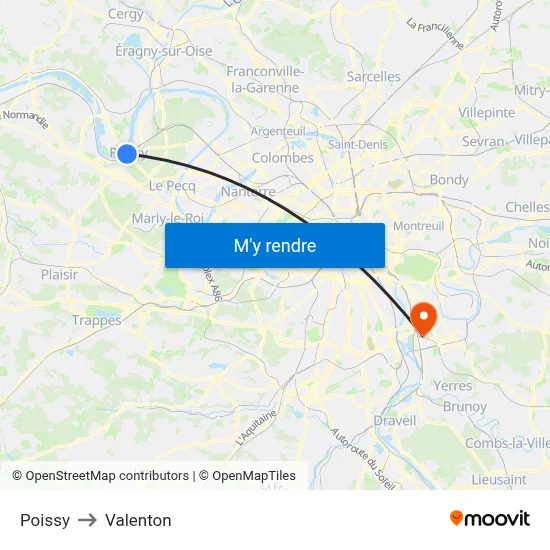 Poissy to Valenton map