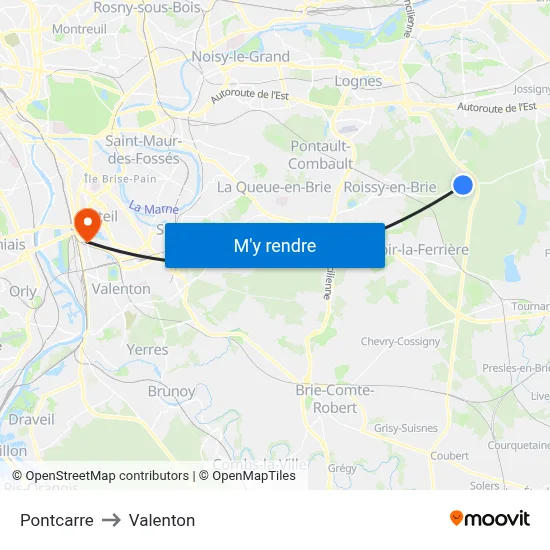 Pontcarre to Valenton map