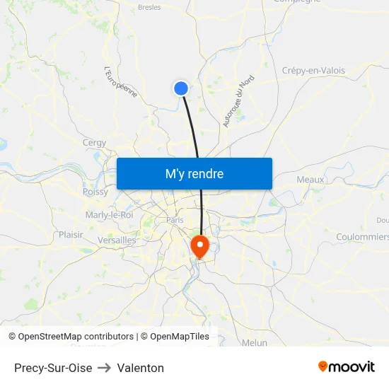 Precy-Sur-Oise to Valenton map