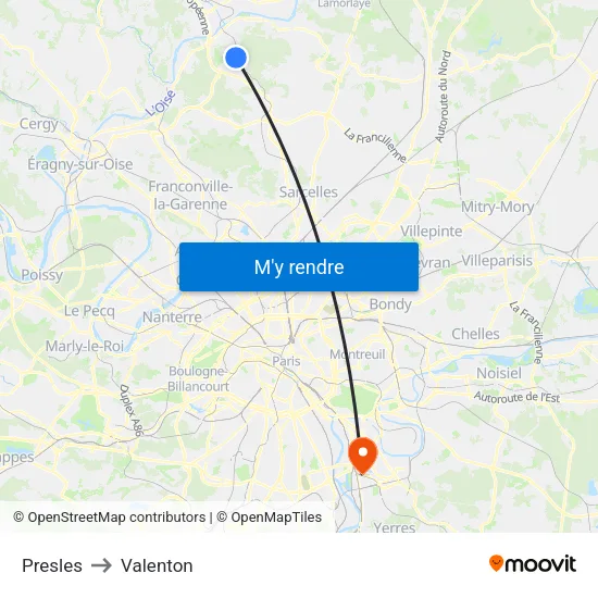 Presles to Valenton map