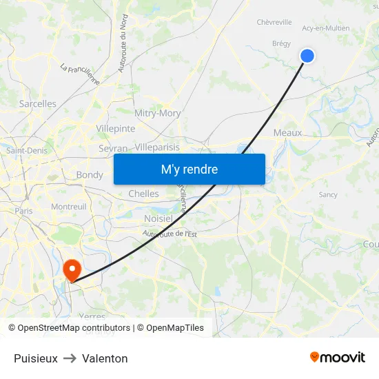 Puisieux to Valenton map