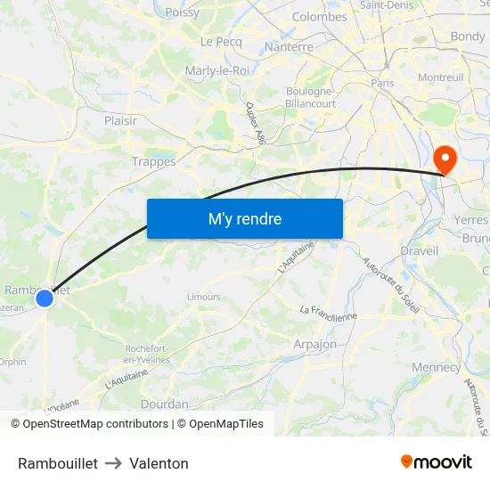 Rambouillet to Valenton map