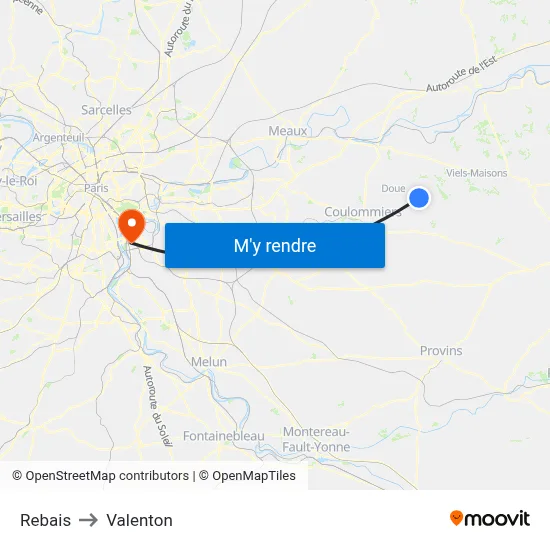Rebais to Valenton map