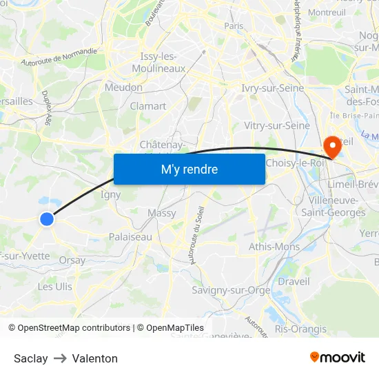 Saclay to Valenton map