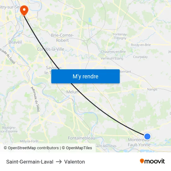 Saint-Germain-Laval to Valenton map