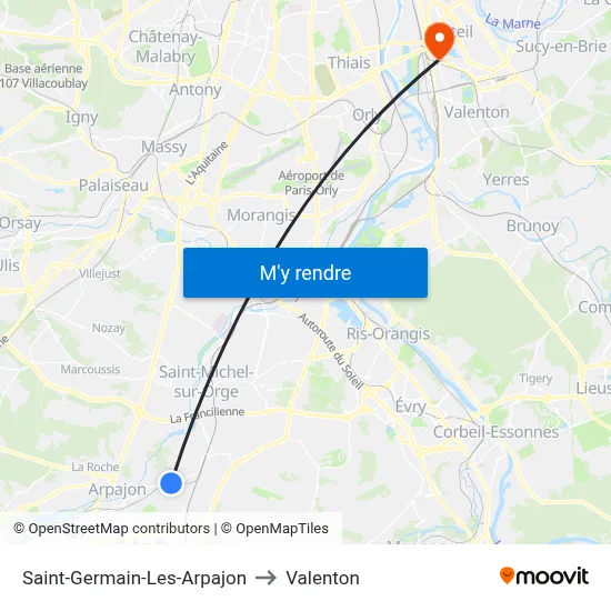 Saint-Germain-Les-Arpajon to Valenton map