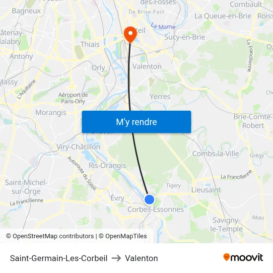 Saint-Germain-Les-Corbeil to Valenton map