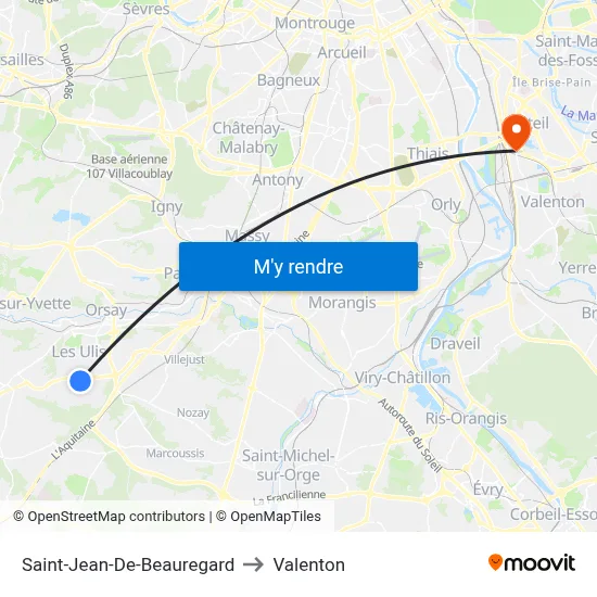 Saint-Jean-De-Beauregard to Valenton map
