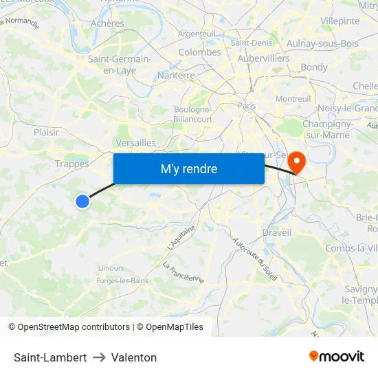 Saint-Lambert to Valenton map