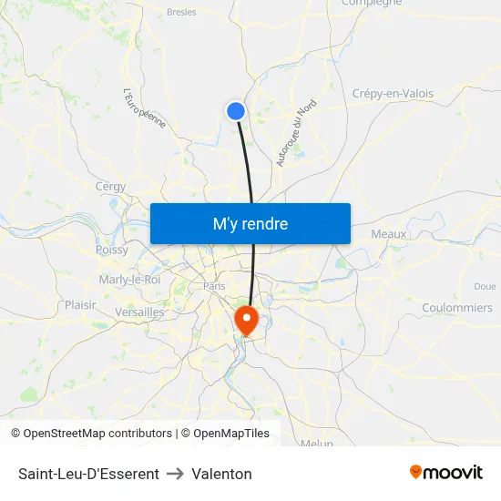 Saint-Leu-D'Esserent to Valenton map