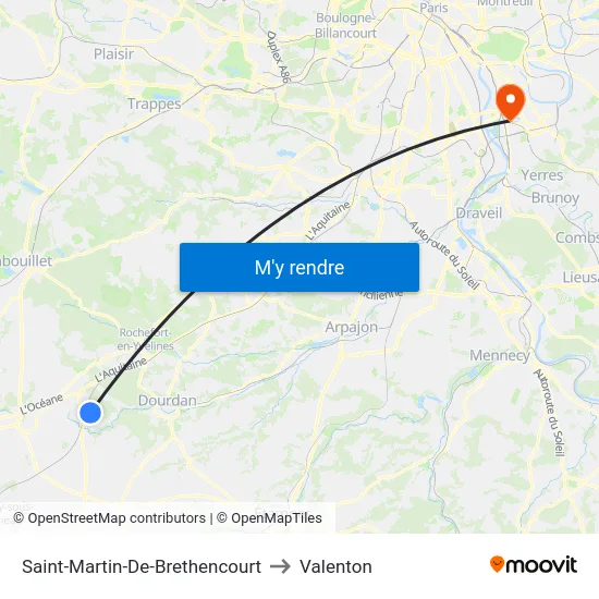 Saint-Martin-De-Brethencourt to Valenton map