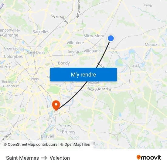 Saint-Mesmes to Valenton map