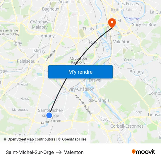 Saint-Michel-Sur-Orge to Valenton map
