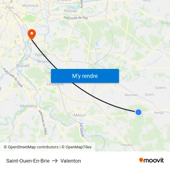 Saint-Ouen-En-Brie to Valenton map
