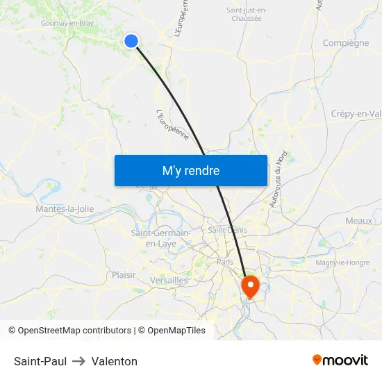 Saint-Paul to Valenton map