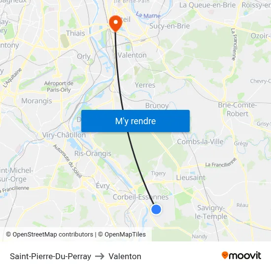 Saint-Pierre-Du-Perray to Valenton map