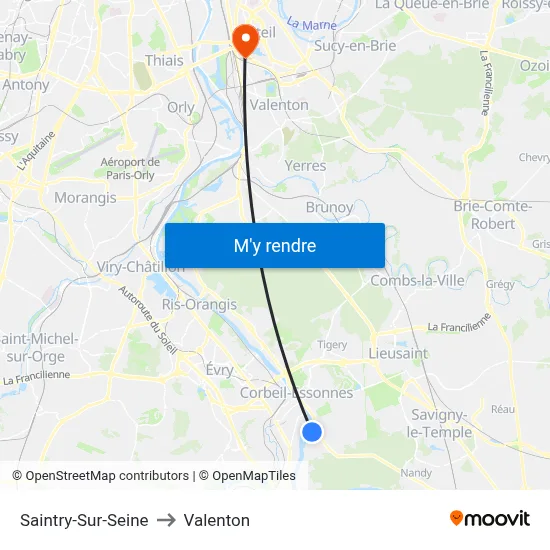 Saintry-Sur-Seine to Valenton map
