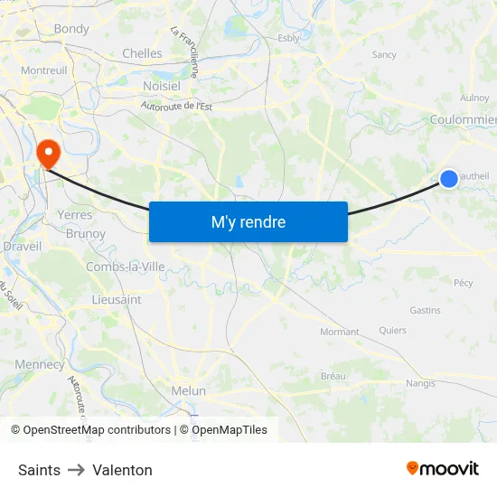 Saints to Valenton map
