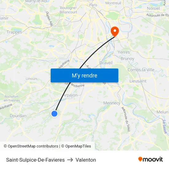 Saint-Sulpice-De-Favieres to Valenton map