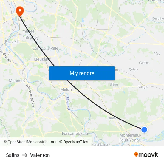 Salins to Valenton map