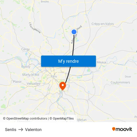 Senlis to Valenton map