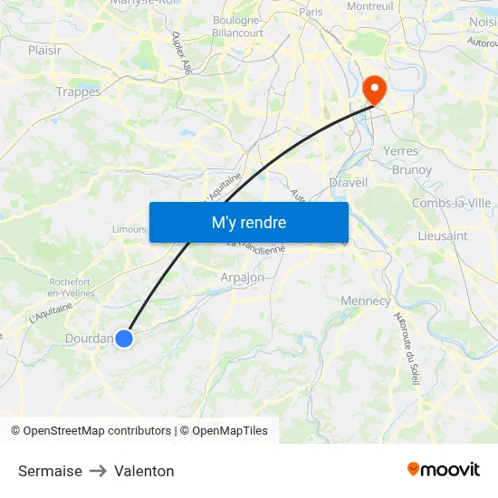 Sermaise to Valenton map