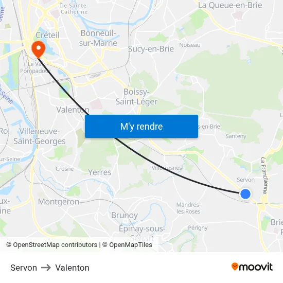 Servon to Valenton map