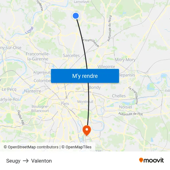 Seugy to Valenton map