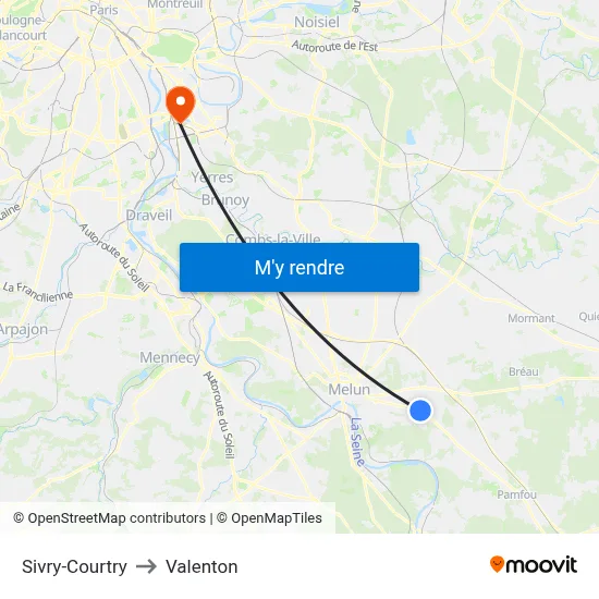 Sivry-Courtry to Valenton map