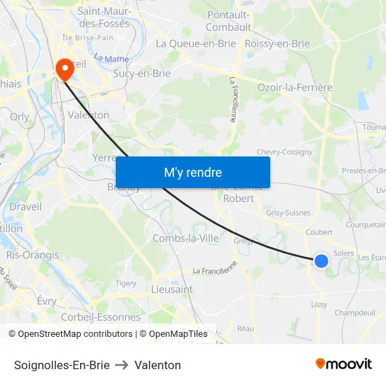Soignolles-En-Brie to Valenton map