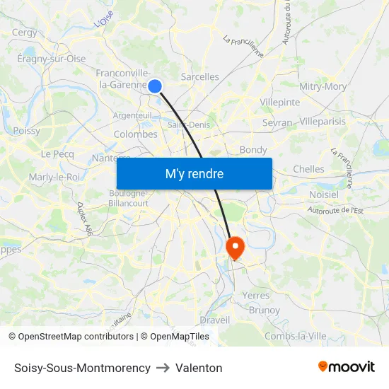 Soisy-Sous-Montmorency to Valenton map