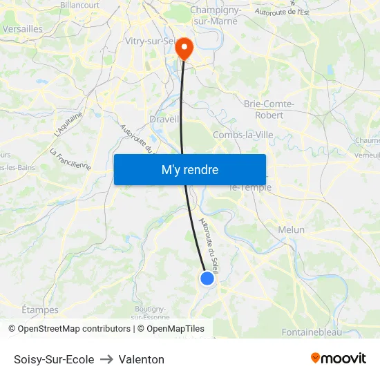 Soisy-Sur-Ecole to Valenton map