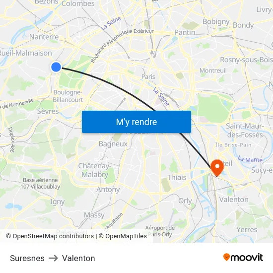 Suresnes to Valenton map