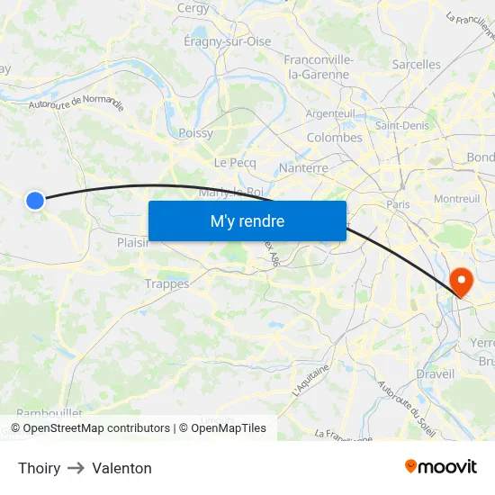 Thoiry to Valenton map