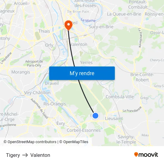 Tigery to Valenton map