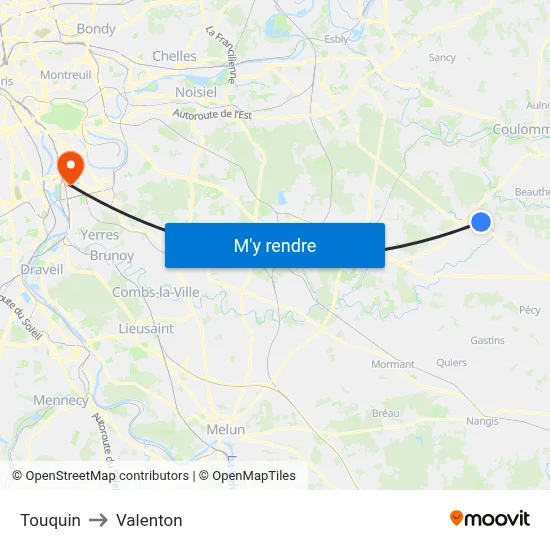 Touquin to Valenton map
