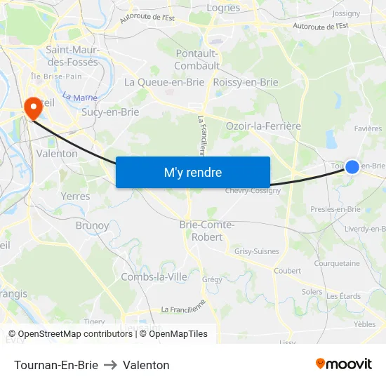 Tournan-En-Brie to Valenton map