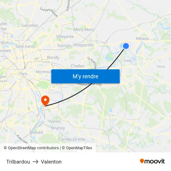 Trilbardou to Valenton map