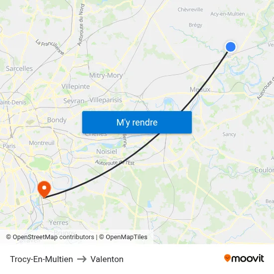 Trocy-En-Multien to Valenton map
