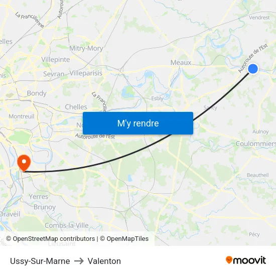 Ussy-Sur-Marne to Valenton map